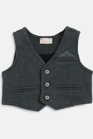 chicco Boys Woven Design V-Neck Sleeveless Waistcoat