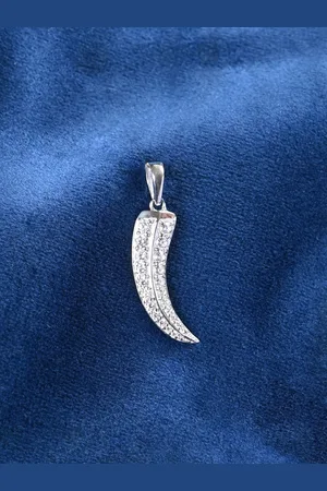 CLARA Men Rhodium-Plated 925 Sterling Silver Cubic Zirconia-Studded Contemporary Pendant