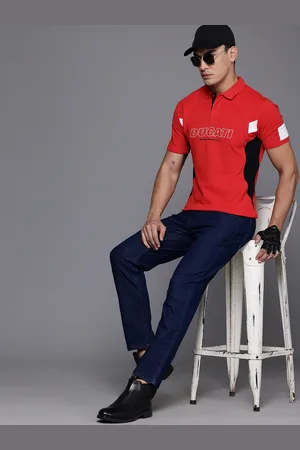 DUCATI Printed Polo Collar Pure Cotton T-shirt
