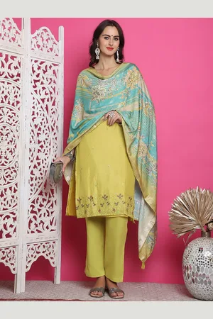 Stylee Lifestyle Floral Embroidered Sequinned Pure Silk Unstitched Dress Material