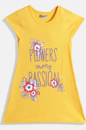 Eteenz Girls Premium Cotton Typography Printed A-Line Dress