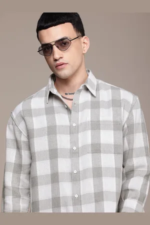 Roadster The Life Co. Relaxed Fit Checked Knitted Casual Shirt