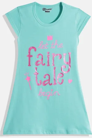 Eteenz Girls Premium Cotton Typography Printed A-Line Dress