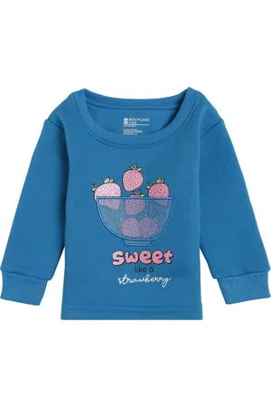 BodyCare Girls Blue Printed Cotton Sweatshirt