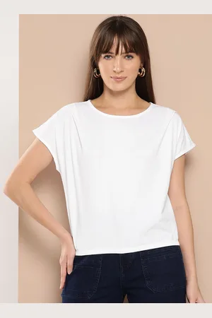 Chemistry Women Solid Round Neck Cotton Tshirt