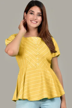 Kalini Women Striped Square Neck Peplum Top