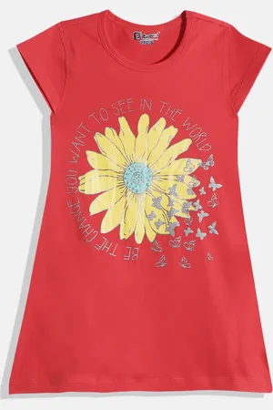 Eteenz Girls Premium Cotton Graphic Printed A-Line Dress