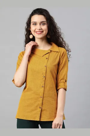 Kalini Striped Roll-Up Sleeves Shirt Style Top