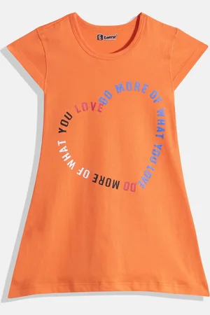 Eteenz Girls Premium Cotton Typography Printed A-Line Dress