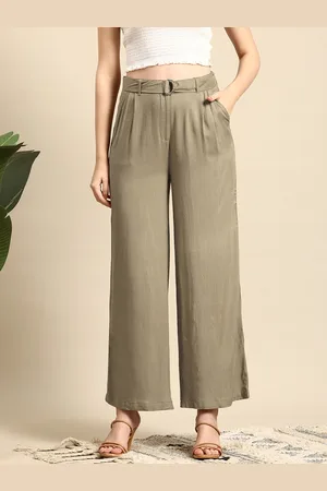 Mast & Harbour Women High-Rise Trousers Comes With a Belt