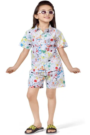 BAESD Girls Printed Pure Cotton Shirt With Shorts