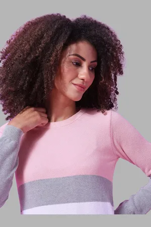 Campus Women Colourblocked Cotton Pullover Sweater