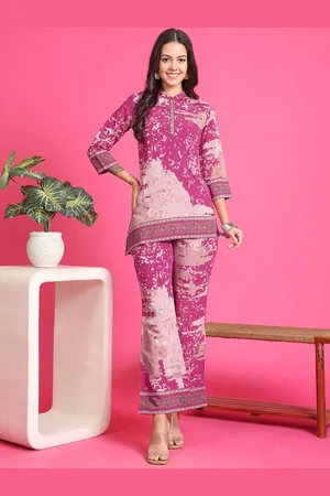 Claura Printed Chanderi Silk Tunic & Trousers