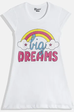 Eteenz Girls Premium Cotton Typography Printed A-Line Dress