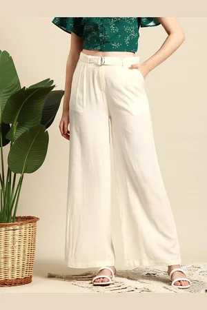 Mast & Harbour Women High-Rise Parallel Trousers Comes With a Belt