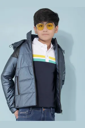 Crimsoune Club Boys Colourblocked Hooded Casual Lightweight Padded Jacket