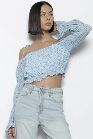 NA-KD Floral Print Off-Shoulder Bardot Crop Top