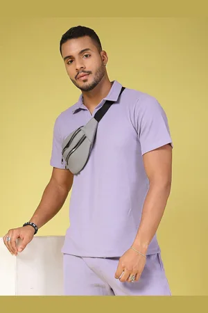 Rigo Self Design Polo Collar Short Sleeves Pure Cotton T-Shirt With Shorts