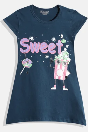 Eteenz Girls Premium Cotton Typography Printed A-Line Dress