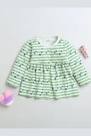 BUMZEE Girls Cotton Full Sleeves Knee Length Dress