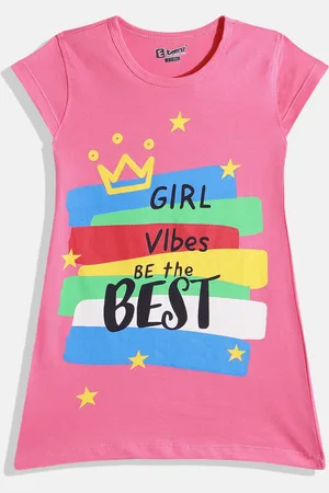 Eteenz Girls Typography Print Cotton A-Line Dress