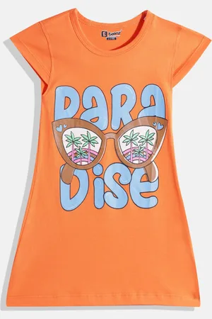 Eteenz Girls Premium Cotton Typography Printed A-Line Dress
