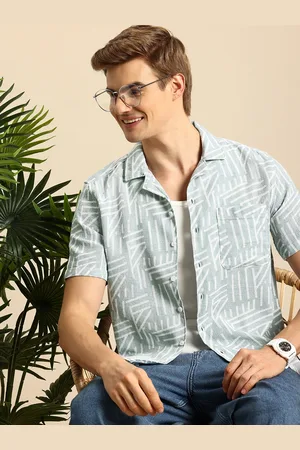 Mast & Harbour Geometric Printed Pure Cotton Knitted Casual Shirt