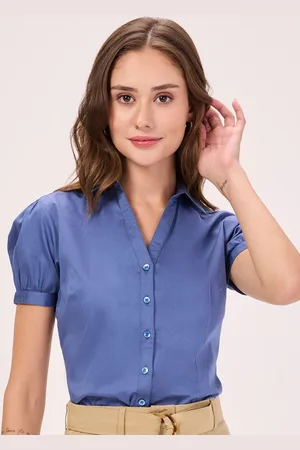 Bombay High Women India Slim Spread Collar Solid Cotton Slim Fit Formal Shirt