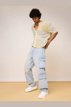 FREAKINS Men Straight Fit High-Rise Cargo Style Jeans