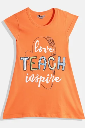 Eteenz Girls Premium Cotton Typography Printed A-Line Dress