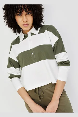 Max Collection Women Colourblocked Polo Collar T-shirt