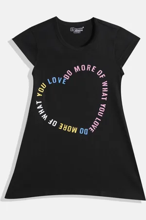 Eteenz Girls Premium Cotton Typography Printed A-Line Dress