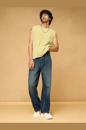 FREAKINS Men Relaxed Fit Mid Rise Light Fade Baggy Jeans