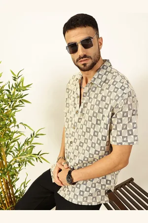 Thomas Scott Men Self Design Textured Cotton Regular Fit Semi-Sheer Casual Crochet Shirt