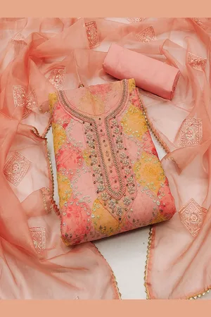 Lilots Ethnic Motifs Embroidered Beads & Stones Jacquard Organza Unstitched Dress Material