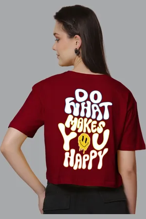 Friskers Women Cotton Printed Oversized Applique T-shirt