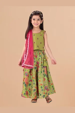 Sangria Girls Embroidered Cotton Ready to Wear Lehenga Choli With Dupatta
