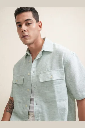 LocoMotive Premium Men Dobby Textured Pocket Oversized Casual Shirt