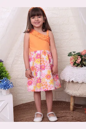 Nauti Nati Girls Floral Print Ruffled Cotton Fit & Flare Dress
