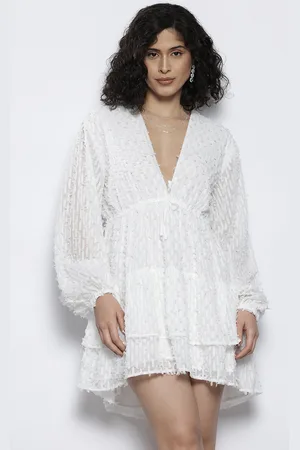 NA-KD Puff Sleeve Tiered Mini Dress