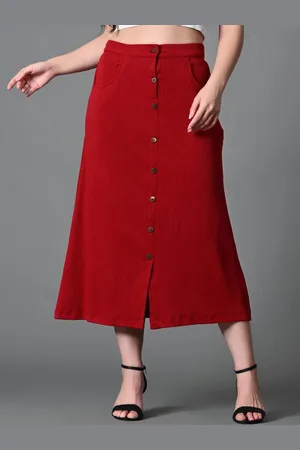 Roadster Front Slit Midi A-Line Skirts