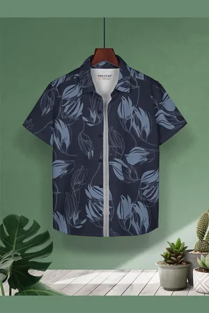 HELLCAT Boys Floral Printed Spread Collar Casual Shirt