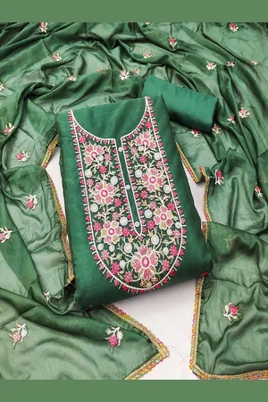 Lilots Ethnic Mofifs Embroidered Thread Work Organza Unstitched Dress Material