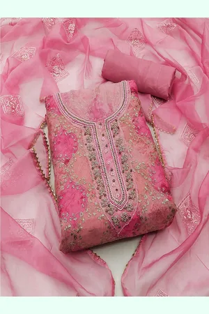 Lilots Ethnic Motifs Embroidered Beads & Stones Jacquard Organza Unstitched Dress Material