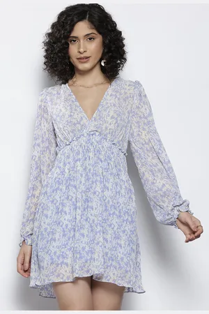 NA-KD Floral Printed Puff Sleeve Fit & Flare Smocked Dress