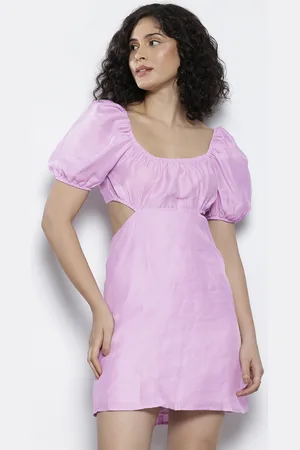 NA-KD Puff Sleeve Sheath Mini Dress with Cut-Out