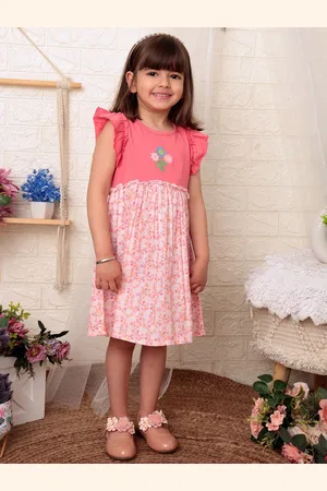 Nauti Nati Girls Cotton Pure Floral Printed Fit & Flare Midi Dress