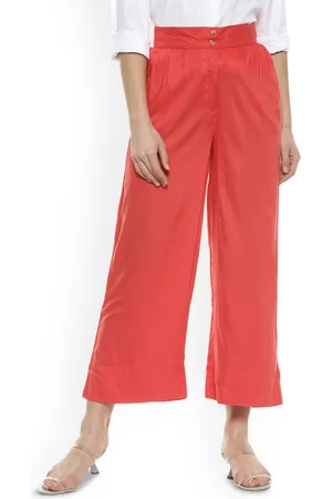 Campus Women Solid Mid Rise Regular Fit Regular Trousers