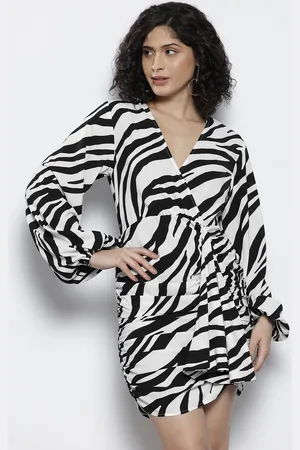 NA-KD Animal Print Puff Sleeve Wrap Dress
