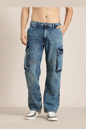 HERE&NOW Men Relaxed Fit Light Fade Cargo-Style Jeans